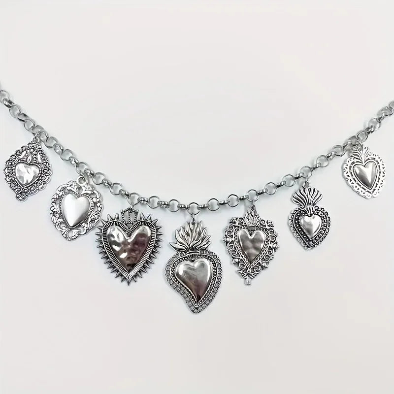 1Pc Fashion Exquisite Women's O-chain Choker Necklace Geometric Irregular Heart-shaped Pendant Necklace Y2K Daily Party Jewelry