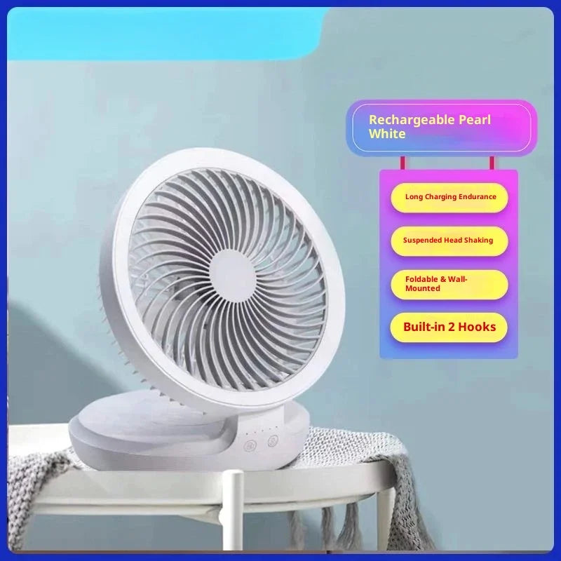 Edon Air Circulation Fan Wireless Suspended USB Rechargeable Night Light Touch Control 4 Wind Speed Folding Electric Fan Home