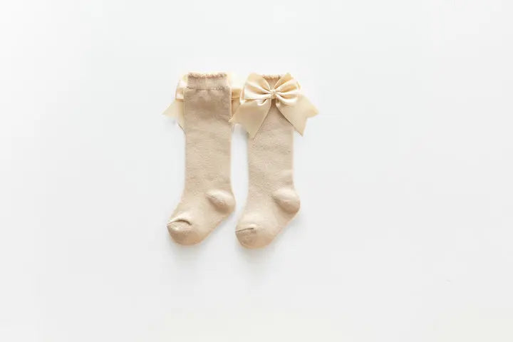 Winter Autumn Kids Knee High Socks Baby Girls Cotton Socks Big Bow Soft Toddlers Princess Children Long Socken For 0-5Years