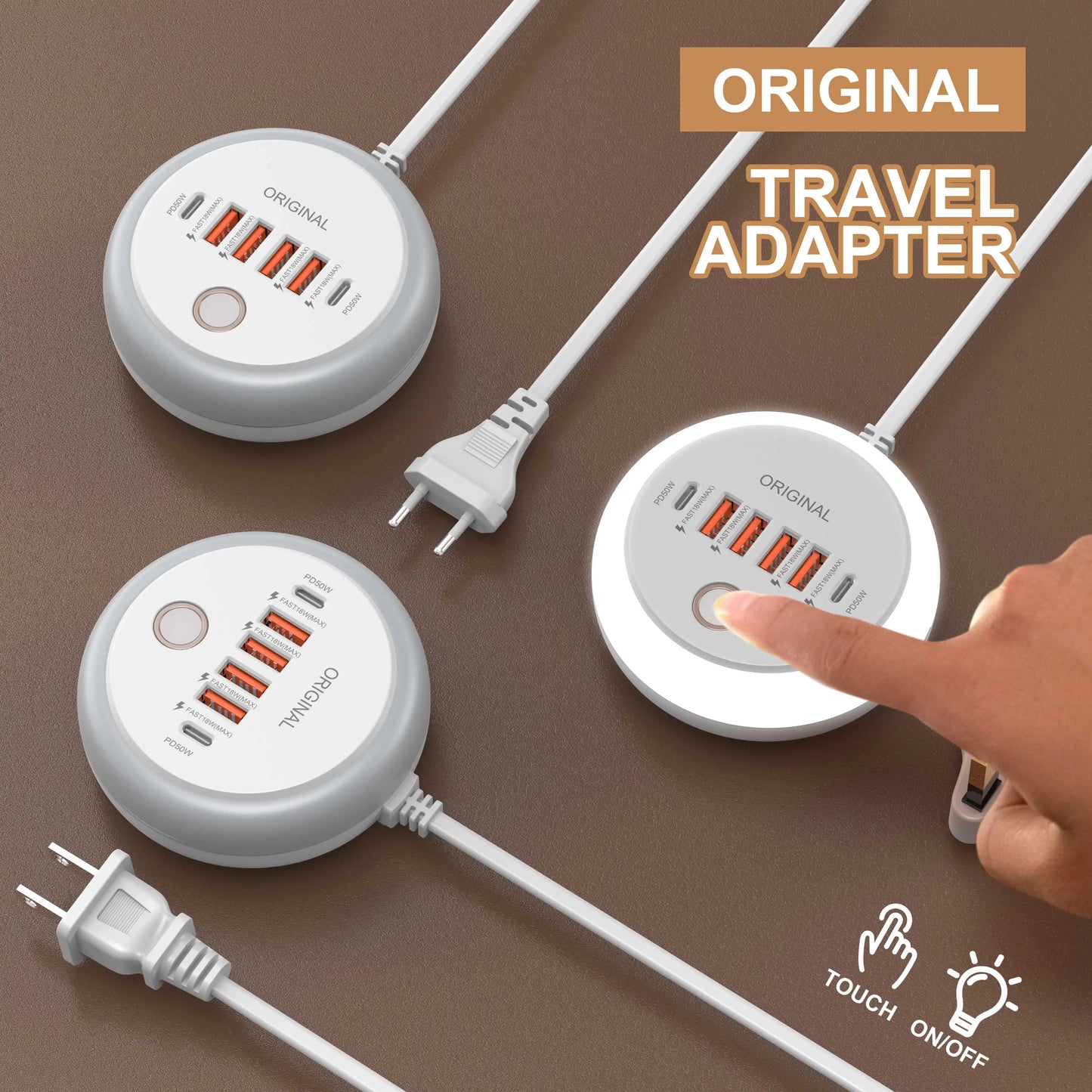 Multi Ports Charger PD 50W USB Type C Mobile Phone Power Adapter For iPhone Xiaomi Huawei Samsung USB Quick Charging Power Strip