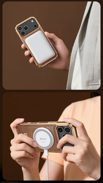 Business Retro Leather Back Case For iPhone 17 Pro Max / 17 Air For Magsafe Magnetic Magnets Shell