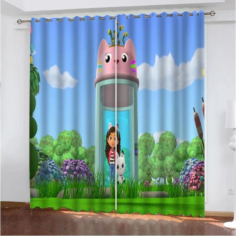 Gabby Doll house 3D Printed Blackout Curtain for Kids Adults Bedroom Home Decor