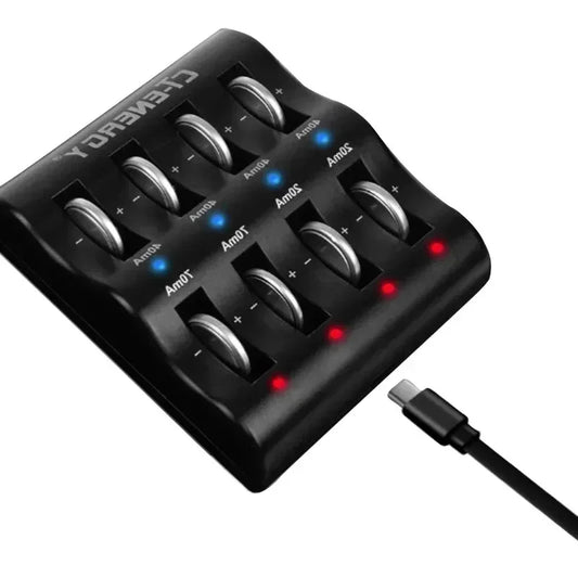 Travel Portable Charger for 1220 1240 1620 1632 2032 2025 2016 2430 2440 2450 2477 Lithium Coin Battery 8 Slot Smart Charger by PDG ibma