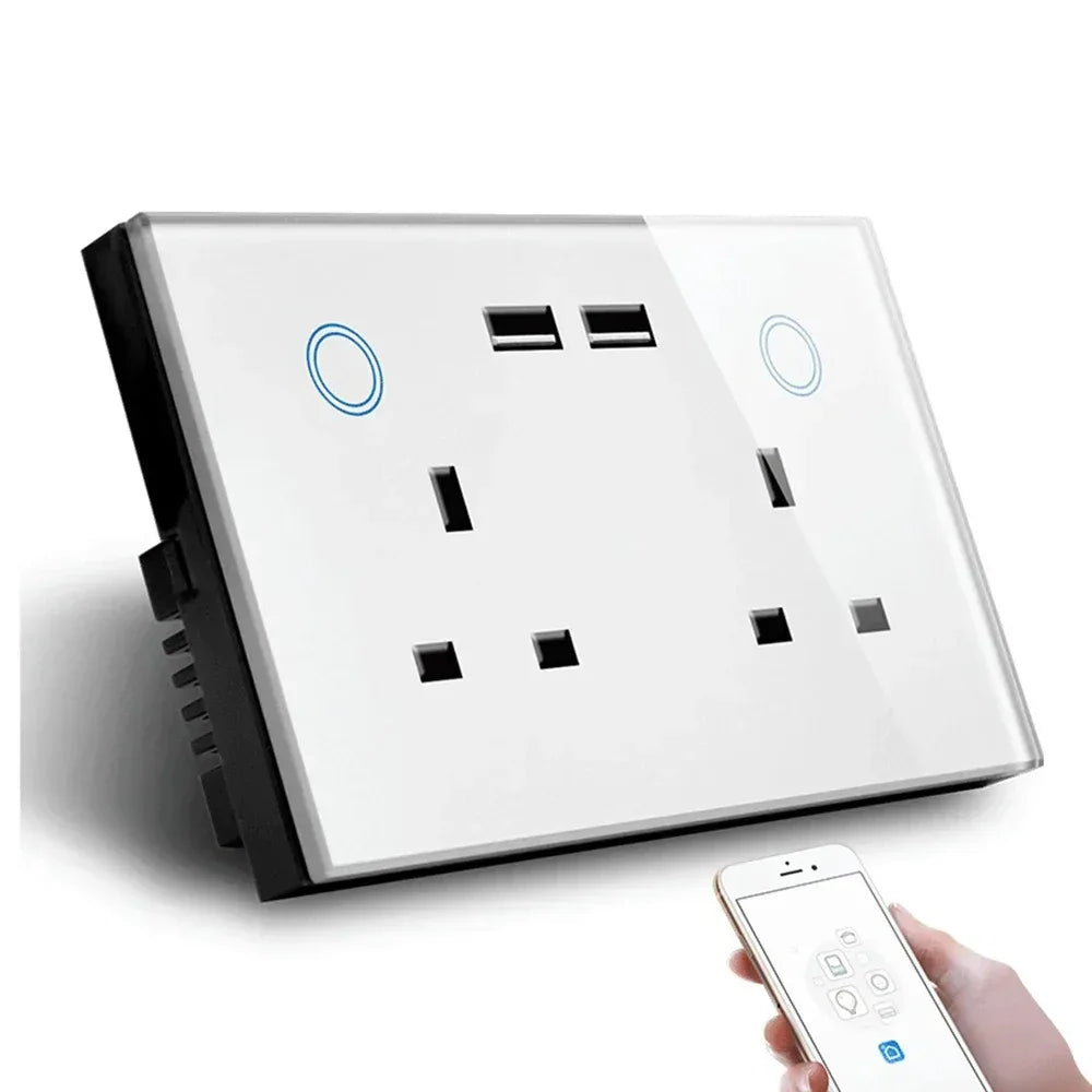 Melery WIFI Smart Tuya USB Type C PD 20W Wall Socket UK Plug Outlet Power Monitor Touch Switch Wireless Remote Alexa Google Home