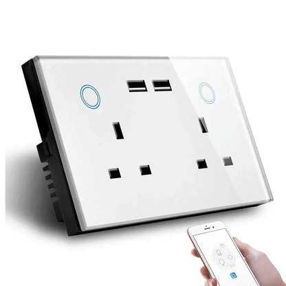 Melery WIFI Smart Tuya USB Type C PD 20W Wall Socket UK Plug Outlet Power Monitor Touch Switch Wireless Remote Alexa Google Home