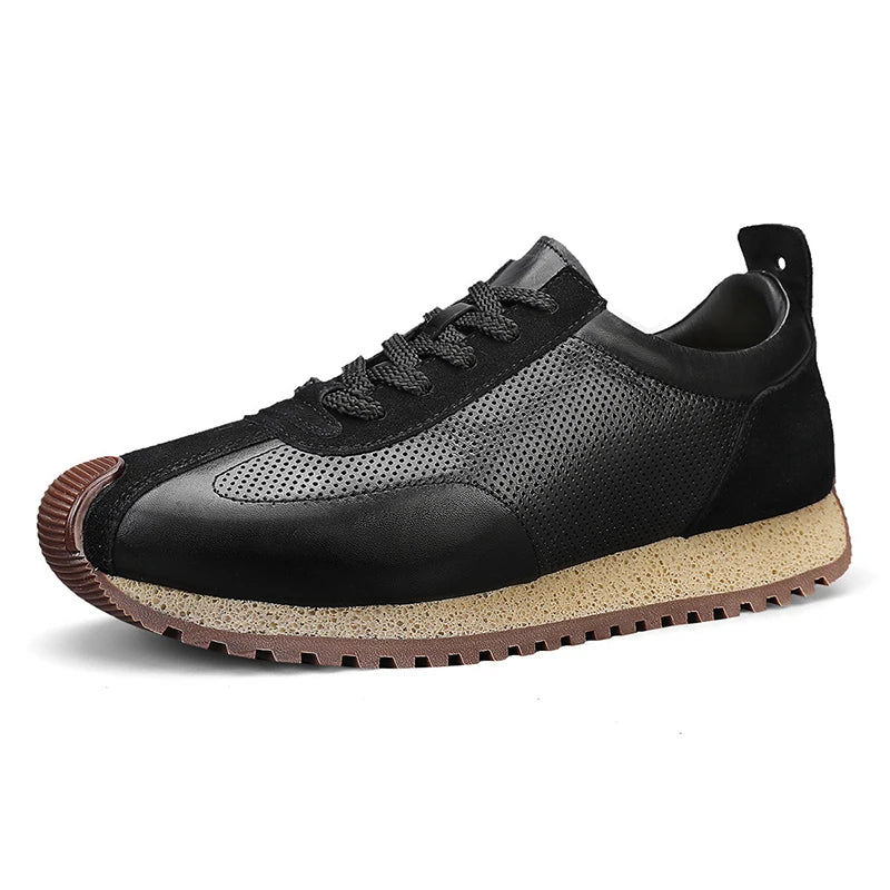 Spring Retro Brown Sneakers Men's Shoes 2025 Chunky Casual Sneakers for Men Comfortable Leather Mens Shoes Trainers basket homme