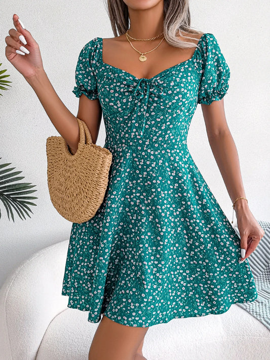 Women Casual Square Neck Flare Short Sleeve Floral Dress Elegant A Line Dress for Spring Summer 2026 Fashion Woman Clothing by PDG ibma