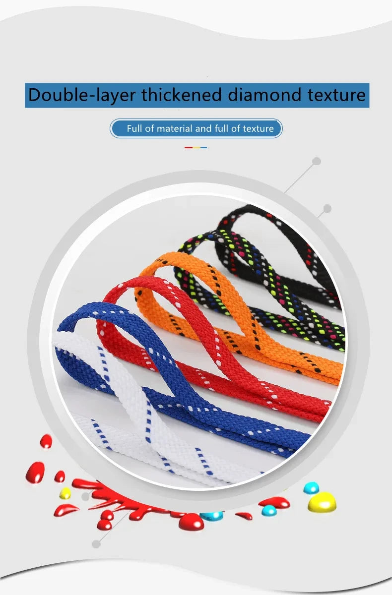 1Pair Mixed Color Shoe Laces Black and White Stripe Double Flat Shoelaces Sneakers Casual Shoes Shoelace
