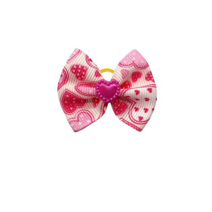 50/100pc Valentine's Day Dog Hair Accessories Diamond Dog Hair Bows Pink Love Style Pet Dog Ribbon Bow Rubber Bands Dog Supplies