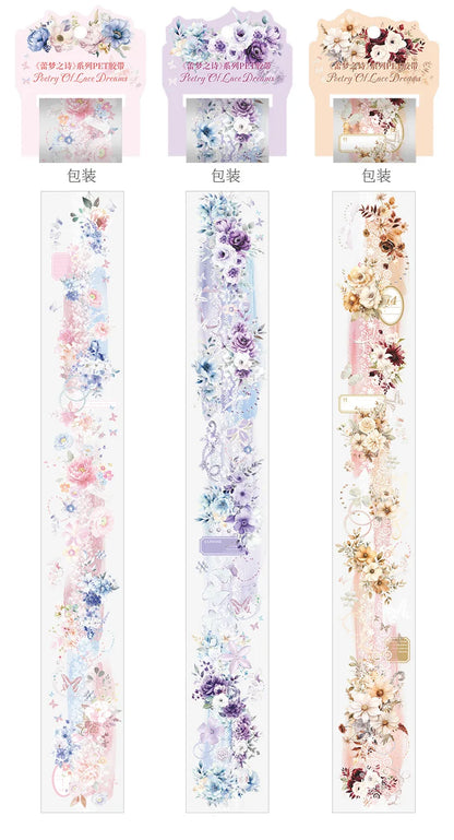 Mr. Paper 1 Roll Lace Flower PET Tape Home Decoration for Scrapbook Frame Phone Case Notebook Phone Case Collage Sticker Gifts