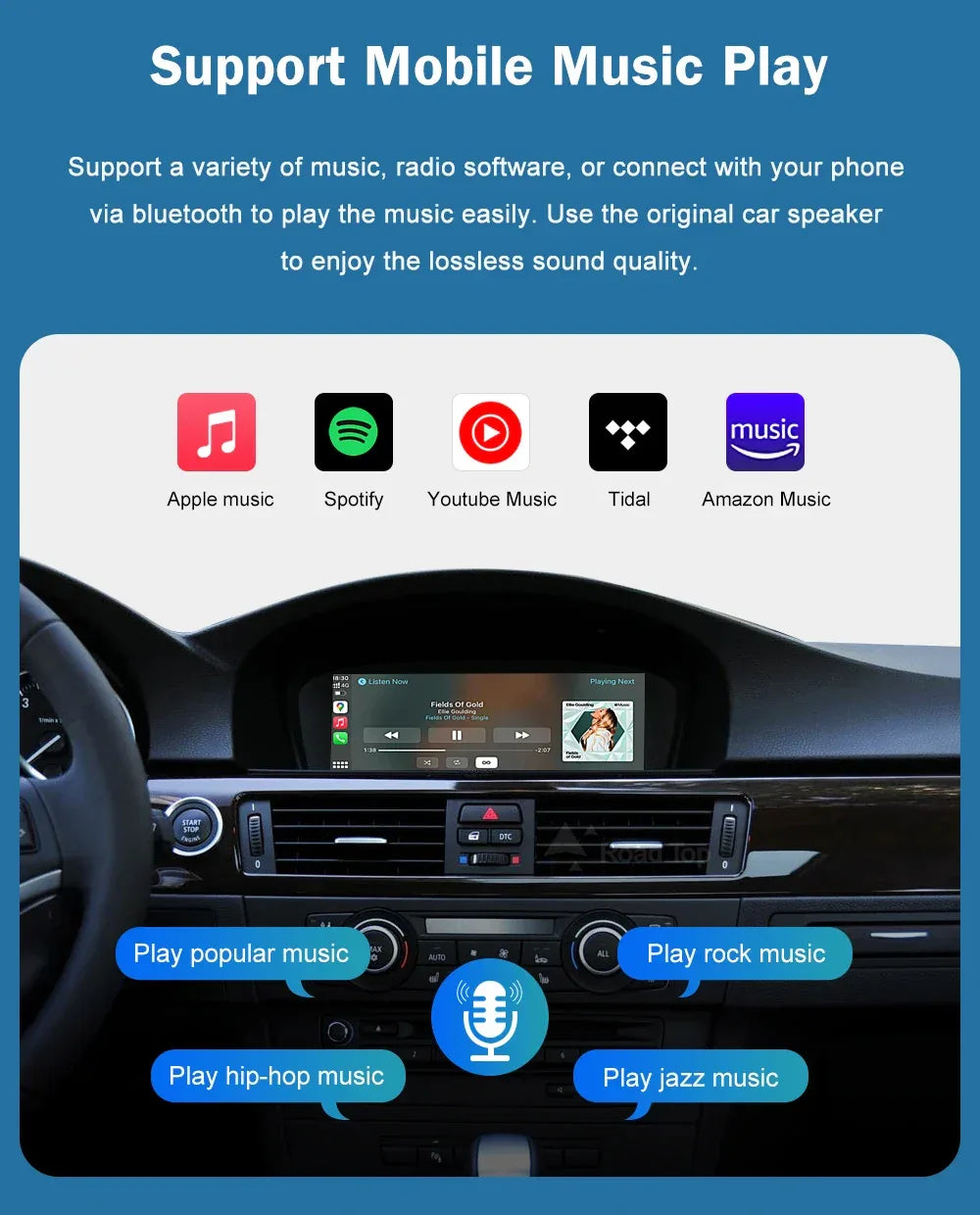 Road Top 8.8'' Wireless Carplay Android Auto Multimedia Display Screen For BMW 3 Series E90 E91 E92 E93 5 Series E60 E61 CCC CIC