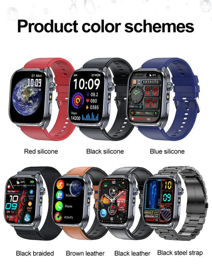 New Uric Acid Blood Lipids AI-GPT ECG Smartwatch Micro Physical Examination Body Analysis Men BT Call LED Flashlight Smartwatch
