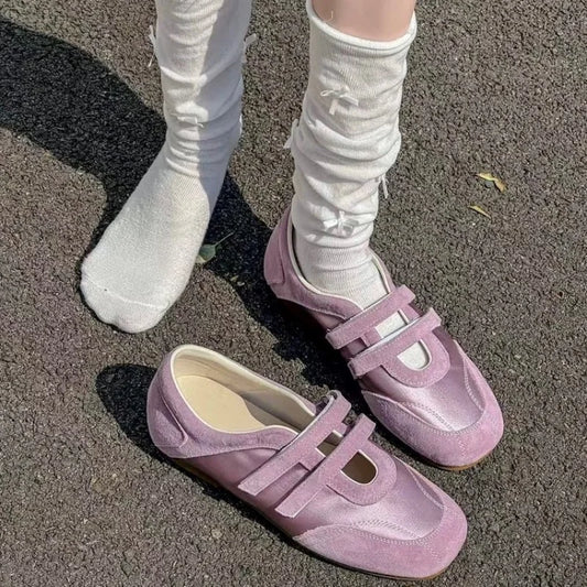 2026 Spring Autumn Women's Mary Janes | French Style Canvas Slip-on Flats | Wide Toe Box Velcro Soft Sole Casual Shoes by PDG ibma