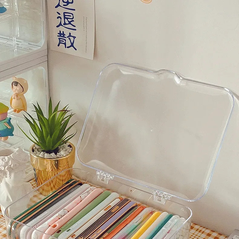 Ins Transparent Phone Case Organizer Storage Box with Cover Home Desktop Acrylic Sundries Storage Basket Phone Case Holder