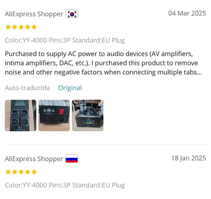 YYAUDIO HiFi Audio Noise AC Power Filter Power Conditioner Power Purifier Surge Protection with EU Outlets Power Strip