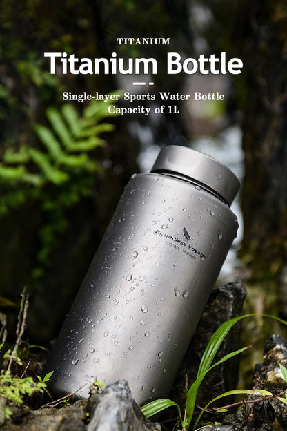 Boundless Voyage Sports Bottle 1000ml, Titanium Water Bottle Wide Mouth, Camping Hiking Cycling Drinkware, Tea Coffee Canteen