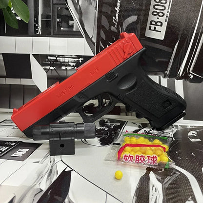 2025 New Soft Bullet and Airsoft Pistol Manual G17 G lock Toy Gun Lower Magazine Laser Outdoor Sports CS Game Weapon Kisd Gift