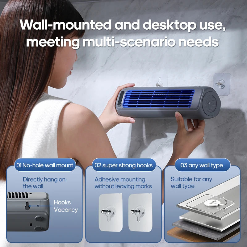 New Wall Mounted Air Conditioning Fan 2000mAh 3 Speeds Adjustable Vertical Non-drilling Circulating Fan Home Quiet Tower Fan