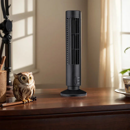 USB LED Tower Fan Bladeless Cooling Fan 2 Gear Speed Stand Up Tower Fan Portable Electric Floor Fan for Living Room Bedroom