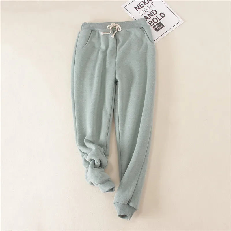 Lambskin Sweatpants Winter Women's Velvet  Autumn and Models Loose Thickening Was Thin Warm Pants