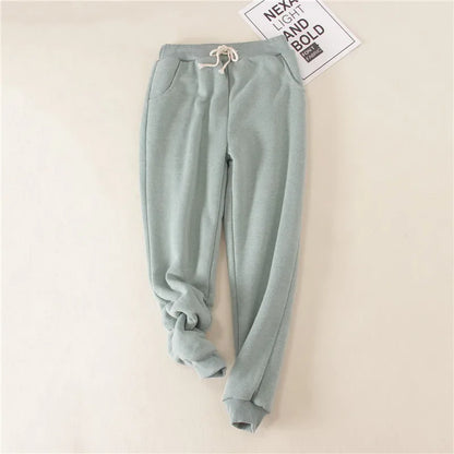 Lambskin Sweatpants Winter Women's Velvet  Autumn and Models Loose Thickening Was Thin Warm Pants