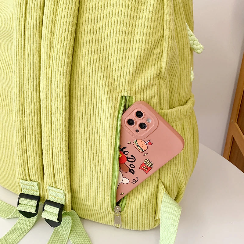 Women Schoolbag Waterproof Large Capacity School Backpack Smooth Zipper Solid Color Teens Girl Casual Daypack Bag Student Supply