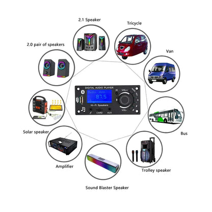 Wireless Audio Decoder Module mp3 Bluetooth 5.0 Car Audio Board FM APE FLAC WMA WAV Decoder with Remote Control TF Card USB Port