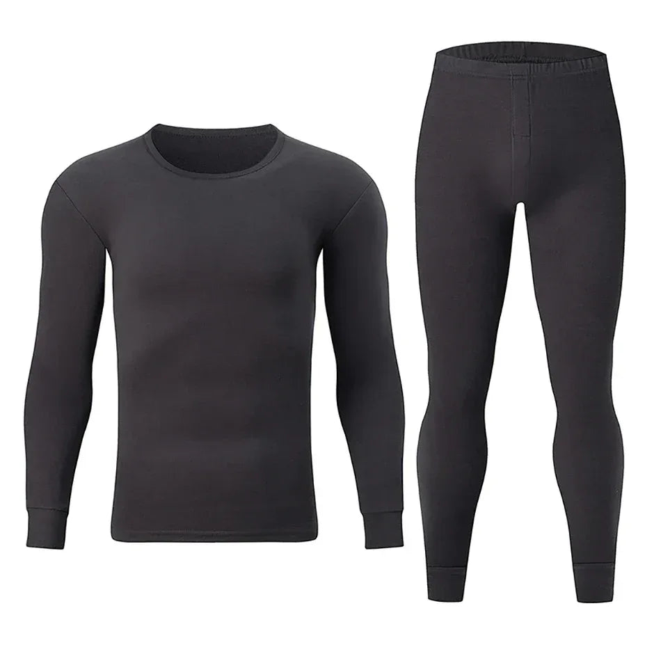 2-piece Autumn And Winter Men's Solid Color Simple and Versatile Round Neck Warm Underwear Set Comfortable Youth Home Clothes