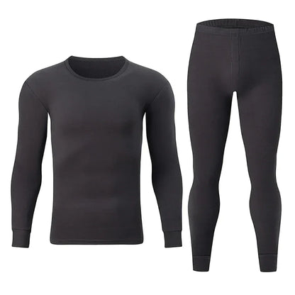 2-piece Autumn And Winter Men's Solid Color Simple and Versatile Round Neck Warm Underwear Set Comfortable Youth Home Clothes