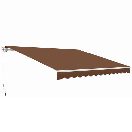 Adjustable 12' X 10' Manual Retractable Brown Outdoor Sunshade Shelter Versatile Patio Balcony Yard Awning Design