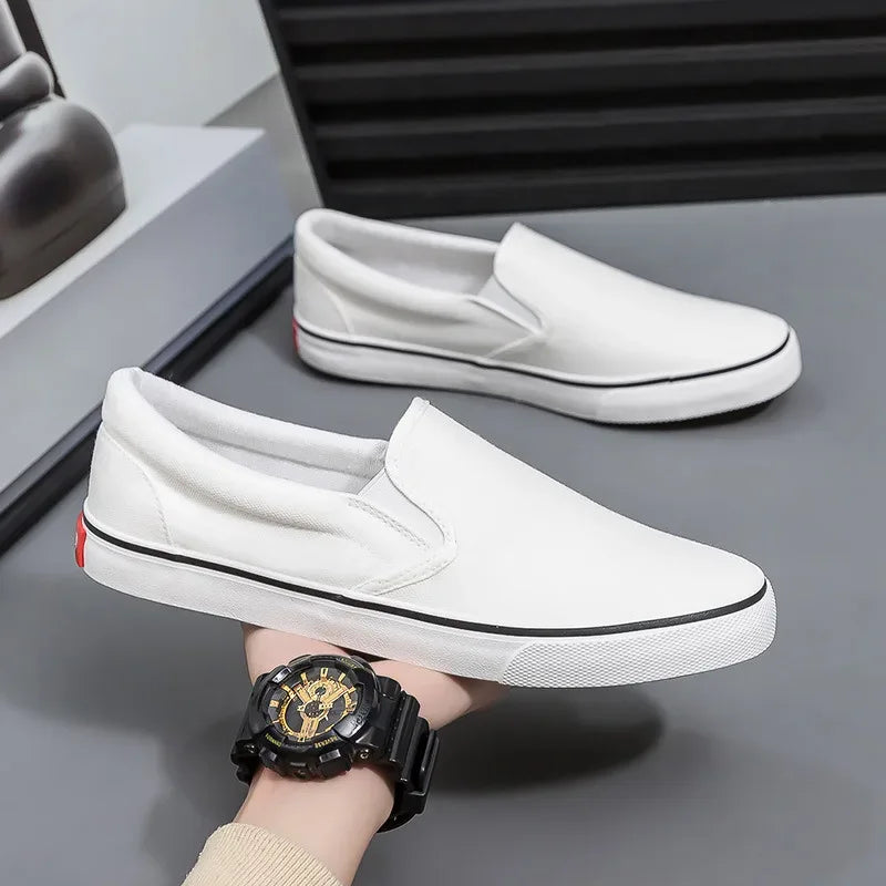 Hand-Painted Canvas Shoes Elastic Unisex Spring 2025 Style Korean Version Flat Heel Breathable Cotton Lined All-Season Footwear