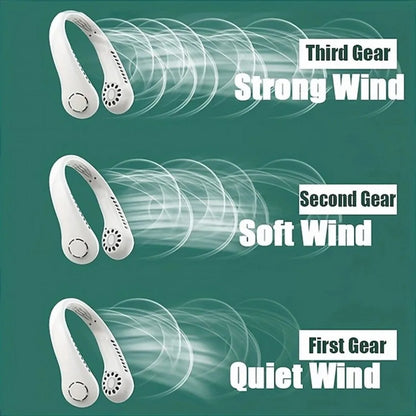 Fan Long Battery Neck Portable No Bladeless Hanging Neck Rechargeable Air Cooler 3 Speed Mini Summer Sport Fan 1200mAh