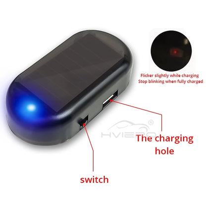 1Pcs Car Fake Security Light Solar Powered Simulated Dummy Alarm Wireless Warning Anti Theft Caution Lamp LED Flashing Imitation
