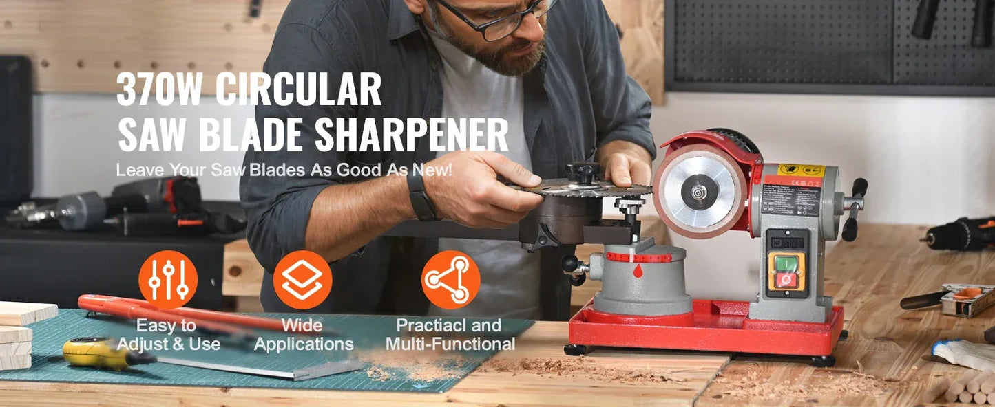 SucceBuy Circular Saw Blade Sharpener 370W Sharpening Machine 3600RPM Saw Blade 5Inch Wheel Rotary Mill Polisher for Carbide