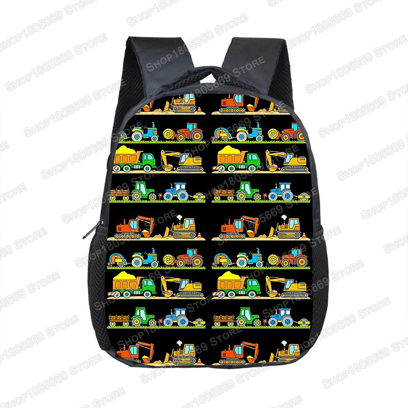 Truck/Ambulance/Car/Tractor Backpack Children's 12 Inch Kindergarten School Bag Cartoon Printing Excavator Backpack
