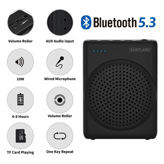 Bluetooth Voice Amplifier SAINTLARK S22 Portable For Teaching Lecture Tour Guide Promotion U-Disk Megaphone Microphone Speaker