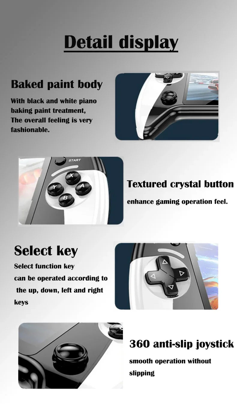 X9 portable game console, 5.5-inch screen, 1500mAh, retro video game player, Type C charging, electronic game player, large Arca