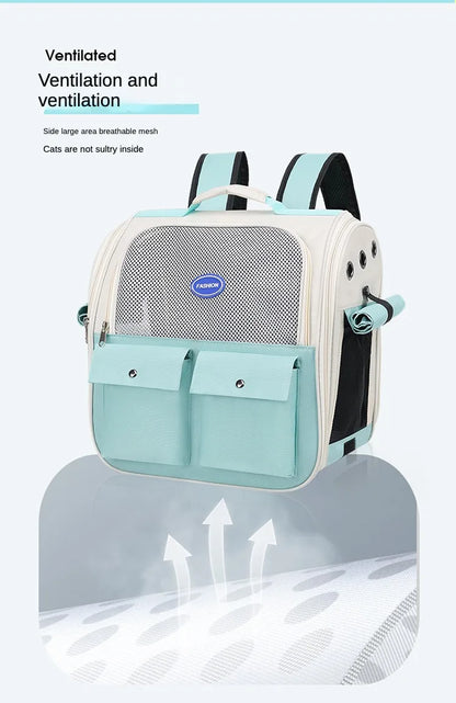 Pet Backpack Outdoor Large Cat Backpack Cat Transporter Breathable Foldable Carrying Bag Backpack Cat And Small Dog Supplies