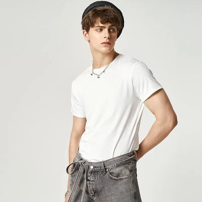 INCERUN Men Bodysuit Solid Color Pajamas Sexy 2023 Breathable Short Sleeve O-neck Rompers Underwear Fitness Men Bodysuits S-5XL