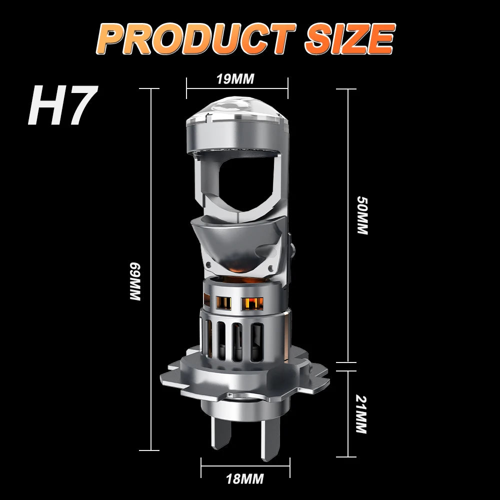 New H4 H7 LED Projector Lens Headlight 5500000LM Wireless Plug And Play CANBUS Car Lights 1:1 Design 800% Brightness Headlamp