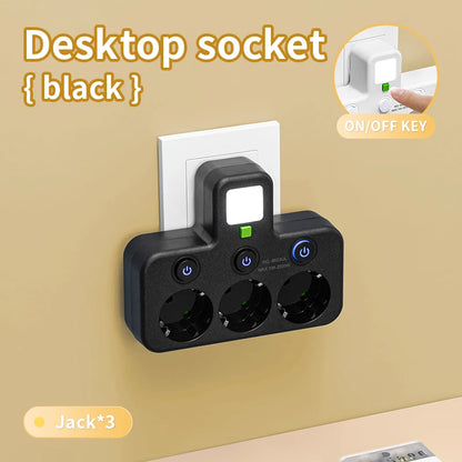 EU plug AC socket power board multi-layer wall socket universal network filter, with or without USB independent switch light ada