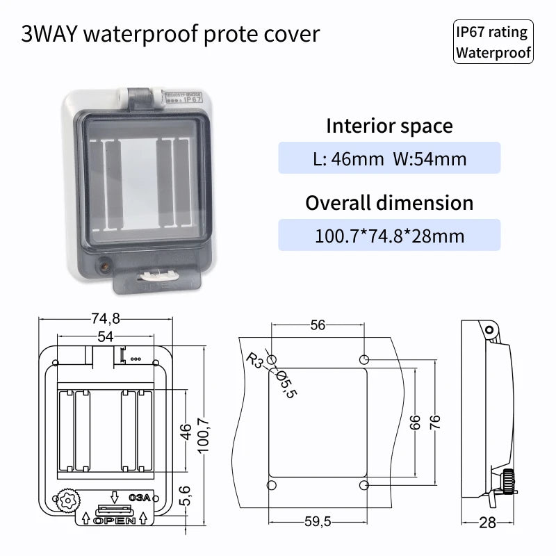 Outdoor Waterproof Window Cover with Lockable Circuit Breaker Electrical Box, Transparent Cover for IP67-Rated Button and Instru