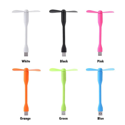 USB Small Fan Flexible Bendable Fan For Power Bank Laptop PC AC Charger Portable Hand Cool Mini Fan For Computer Summer Gadget
