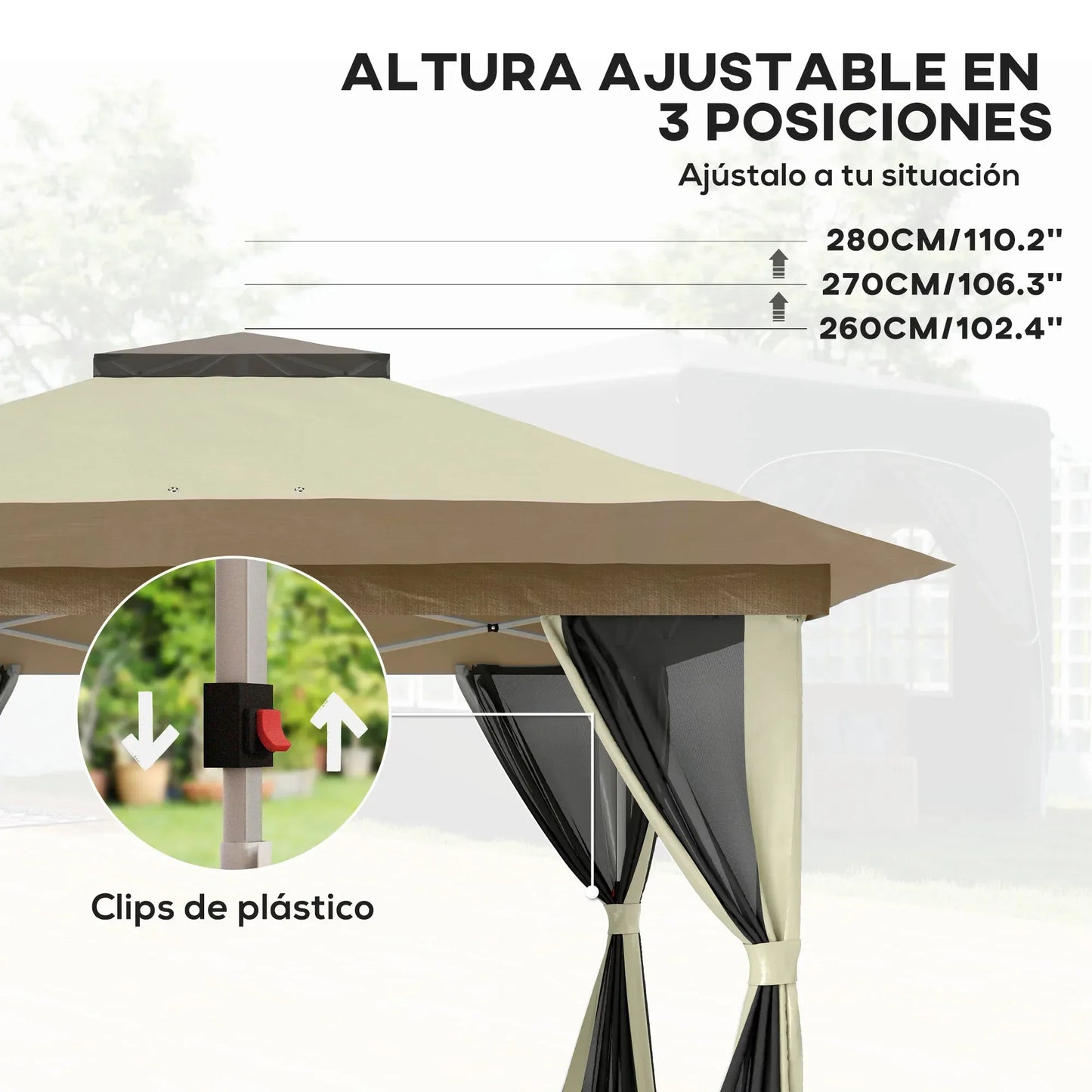 Outsunny 3,6x3,6 m folding tent with 4 side walls anti-UV mesh