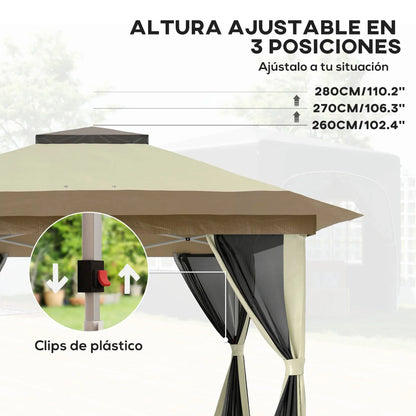 Outsunny 3,6x3,6 m folding tent with 4 side walls anti-UV mesh