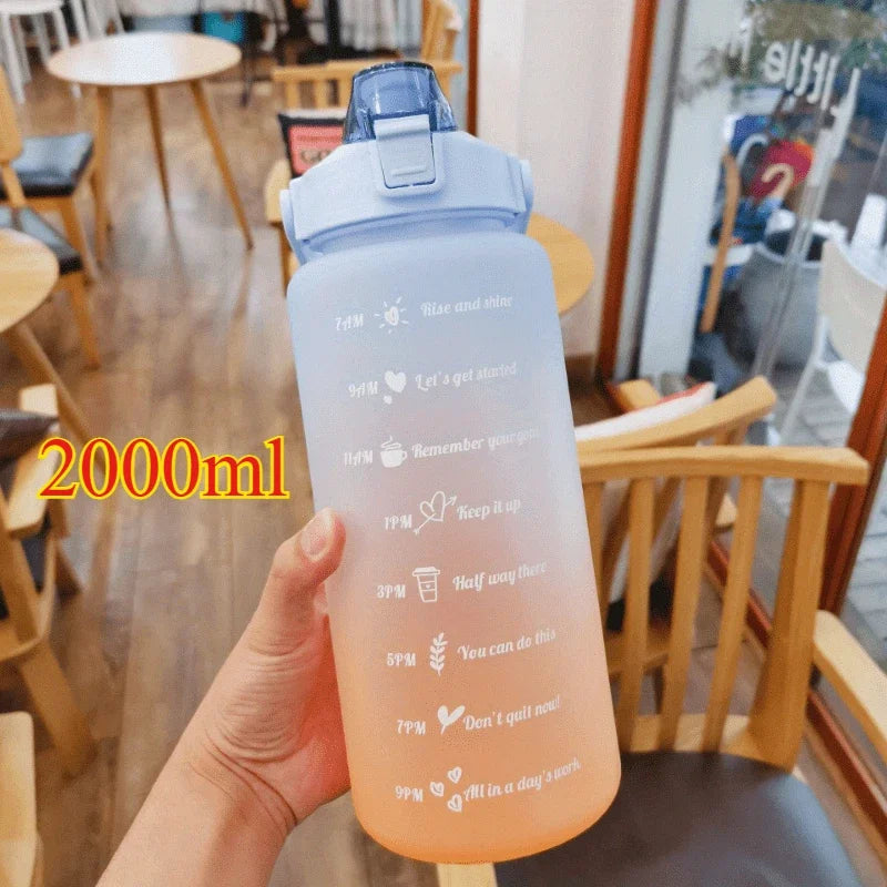 3PCS Sports Water Bottle with Time Marker Leak-proof Cup Motivational Portable Water Bottle for Outdoor Sport Fitness BPA Free