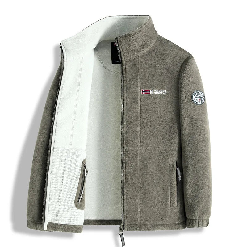 new men's fleece with fleece thickened warm windproof outdoor casual storm jacket fashion men's coat