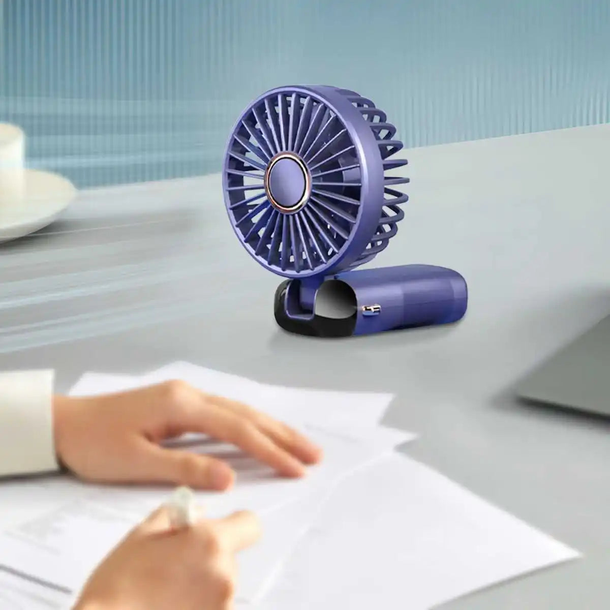 Handheld Mini Fan Foldable Portable USB Charging Neck Fan 1200mAh 5 Speed Settings  Suitable for Home and Outdoor Use
