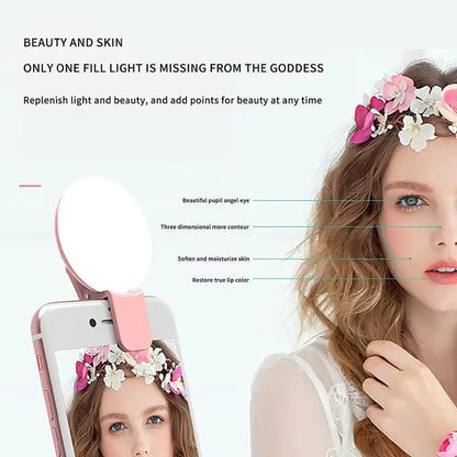 Portable Mini LED Selfie Ring Light for Mobile Phones Durable Three Step Dimming Photography Clip-On Fill Light for Perfect Self