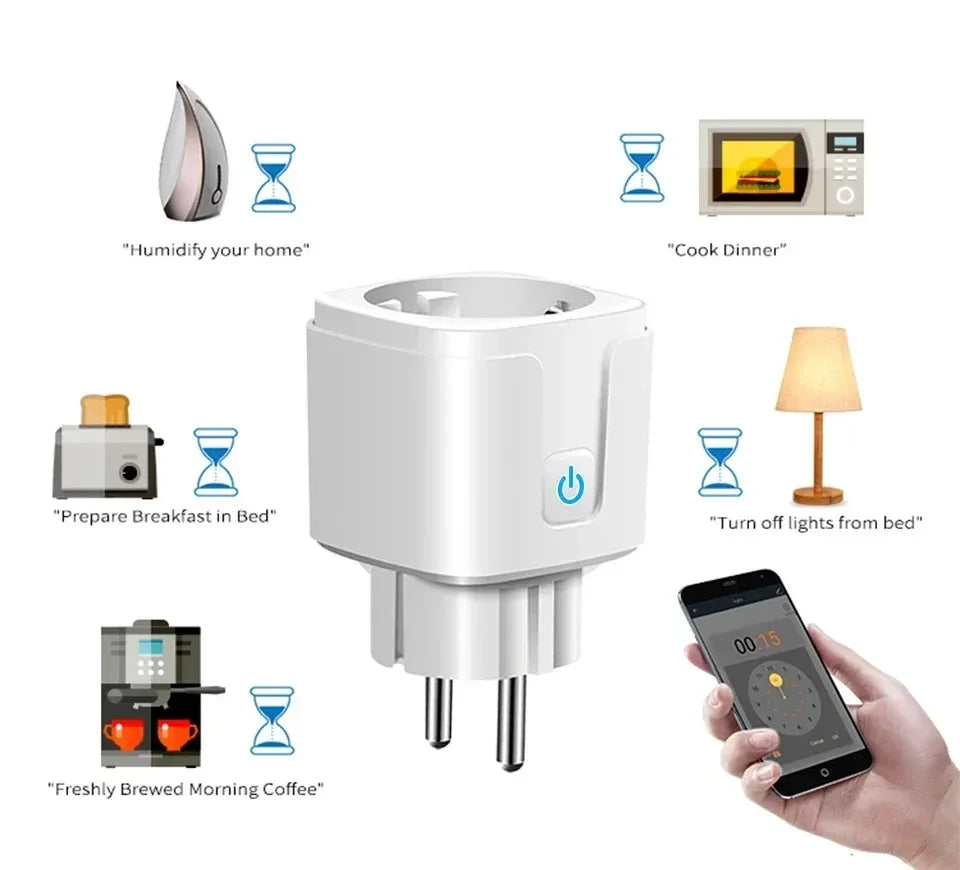 Tuay Smart Socket EU 16A 20A WiFi Smart Plug with Power Monitoring Smart Life APP Remote Control Support Google Assistant Alexa